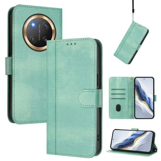 For Honor X9c / Magic7 Lite Line Splicing Buckle Retro Leather Phone Case(Mint Green)