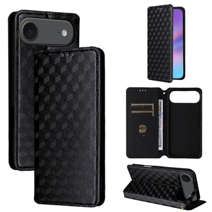 For iPhone Air Cubic Grid Texture Flip Leather Phone Case(Black) - iPhone Air Cases by buy2fix | Online Shopping UK | buy2fix
