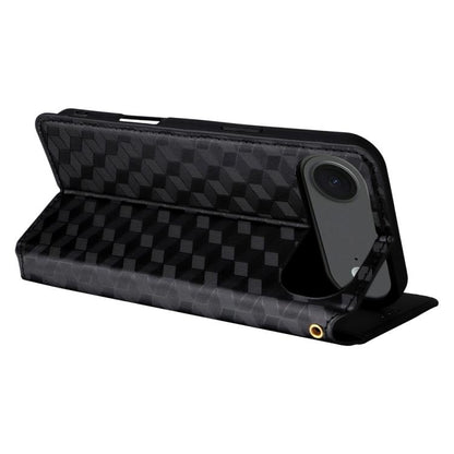 For iPhone Air Cubic Grid Texture Flip Leather Phone Case(Black) - iPhone Air Cases by buy2fix | Online Shopping UK | buy2fix