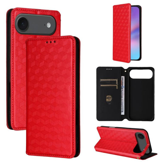 For iPhone Air Cubic Grid Texture Flip Leather Phone Case(Red) - iPhone Air Cases by buy2fix | Online Shopping UK | buy2fix