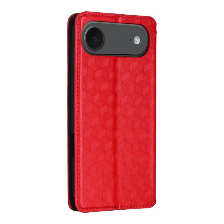 For iPhone Air Cubic Grid Texture Flip Leather Phone Case(Red) - iPhone Air Cases by buy2fix | Online Shopping UK | buy2fix