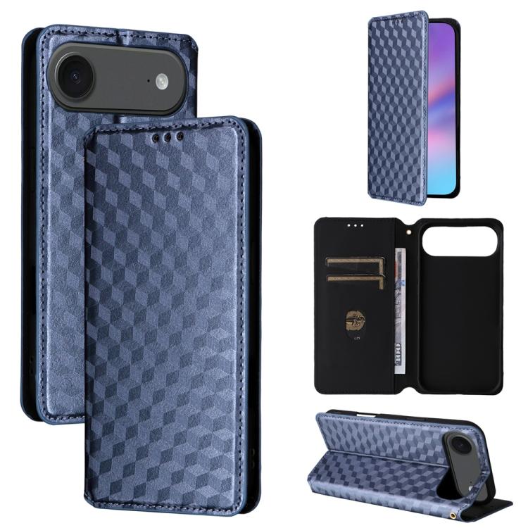 For iPhone Air Cubic Grid Texture Flip Leather Phone Case(Blue) - iPhone Air Cases by buy2fix | Online Shopping UK | buy2fix