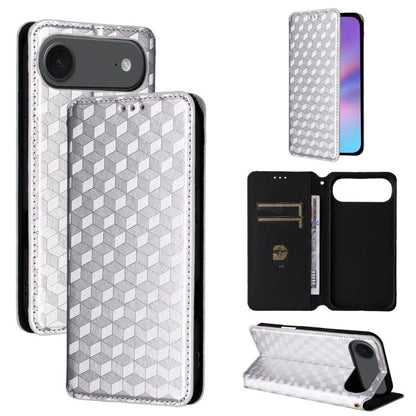 For iPhone Air Cubic Grid Texture Flip Leather Phone Case(Silver) - iPhone Air Cases by buy2fix | Online Shopping UK | buy2fix