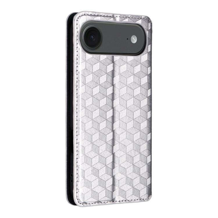 For iPhone Air Cubic Grid Texture Flip Leather Phone Case(Silver) - iPhone Air Cases by buy2fix | Online Shopping UK | buy2fix