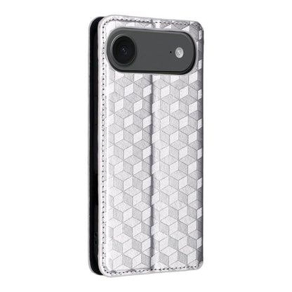 For iPhone Air Cubic Grid Texture Flip Leather Phone Case(Silver) - iPhone Air Cases by buy2fix | Online Shopping UK | buy2fix