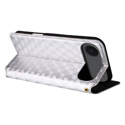 For iPhone Air Cubic Grid Texture Flip Leather Phone Case(Silver) - iPhone Air Cases by buy2fix | Online Shopping UK | buy2fix