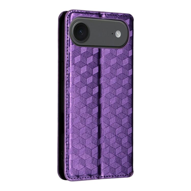 For iPhone Air Cubic Grid Texture Flip Leather Phone Case(Purple) - iPhone Air Cases by buy2fix | Online Shopping UK | buy2fix