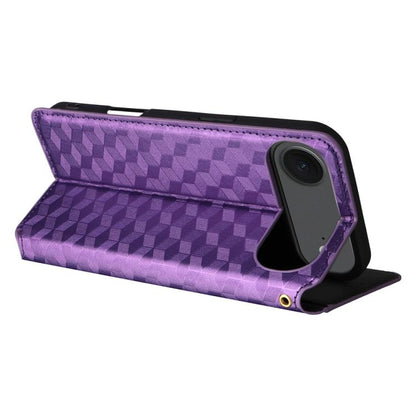 For iPhone Air Cubic Grid Texture Flip Leather Phone Case(Purple) - iPhone Air Cases by buy2fix | Online Shopping UK | buy2fix