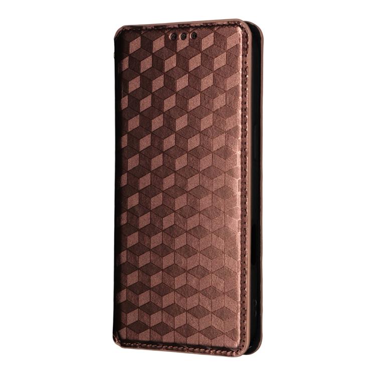 For iPhone Air Cubic Grid Texture Flip Leather Phone Case(Brown) - iPhone Air Cases by buy2fix | Online Shopping UK | buy2fix