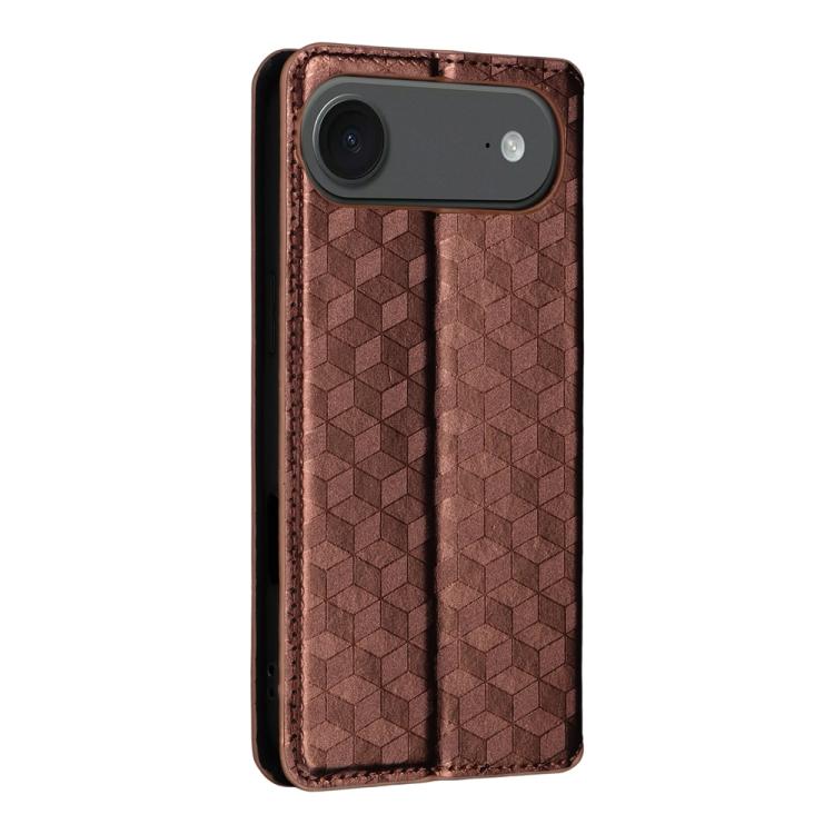 For iPhone Air Cubic Grid Texture Flip Leather Phone Case(Brown) - iPhone Air Cases by buy2fix | Online Shopping UK | buy2fix