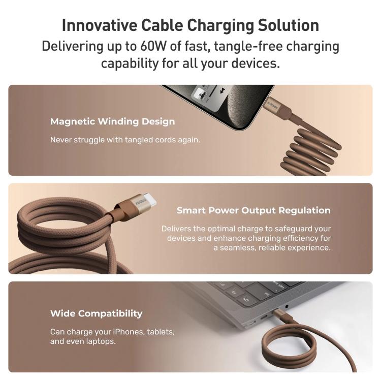 Momax Mag.Link Magnetic 60W USB-C / Type-C to USB-C / Type-C Data Cable, Length:1m(Gold) - USB-C & Type-C Cable by MOMAX | Online Shopping UK | buy2fix
