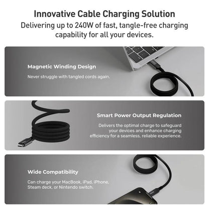 Momax Mag.Link Magnetic 240W USB-C / Type-C to USB-C / Type-C Data Cable, Length:2m(Black) - USB-C & Type-C Cable by MOMAX | Online Shopping UK | buy2fix