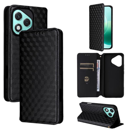 For Honor 400 Lite Global Cubic Grid Texture Flip Leather Phone Case(Black)