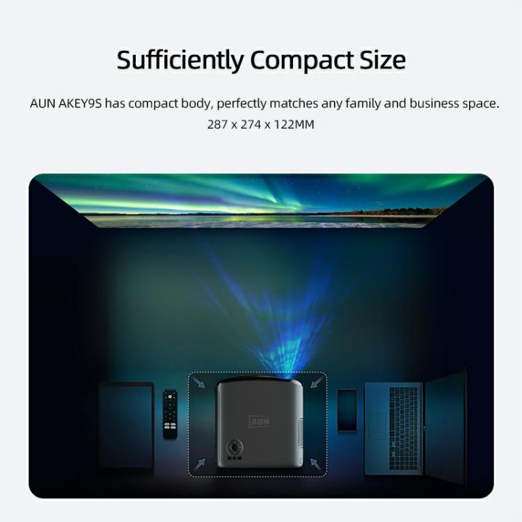 AUN AKEY9S 1080P 1000ANSI Autofocus WIFI Display Smart Projector, EU Plug(Black) - LED Projector by AUN | Online Shopping UK | buy2fix