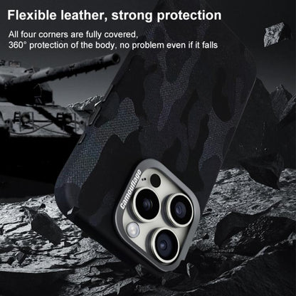 For iPhone 14 Camouflage Leather Metal Frame MagSafe PC Phone Case(Blue) - iPhone 14 Cases by buy2fix | Online Shopping UK | buy2fix