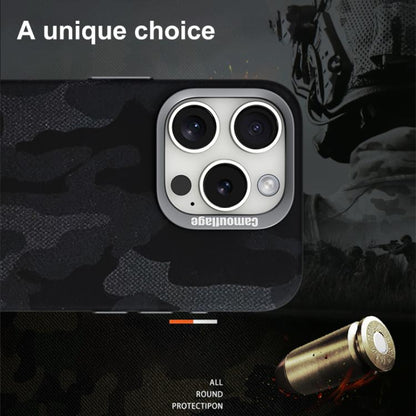 For iPhone 14 Camouflage Leather Metal Frame MagSafe PC Phone Case(Blue) - iPhone 14 Cases by buy2fix | Online Shopping UK | buy2fix
