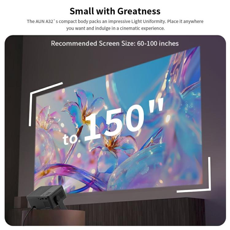 AUN A32 Pro 1280x720P 300ANSI Android 13 WIFI Display Smart Projector, AU Plug(Black) - LED Projector by AUN | Online Shopping UK | buy2fix