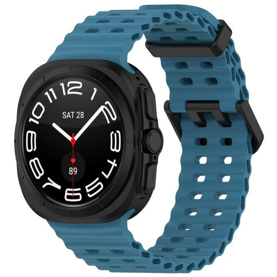 For Galaxy Watch Ultra2 2026 / 2025 / 1 2024 xDfind Ocean Hole Dual Buckle Silicone Watch Band(Rock Blue)