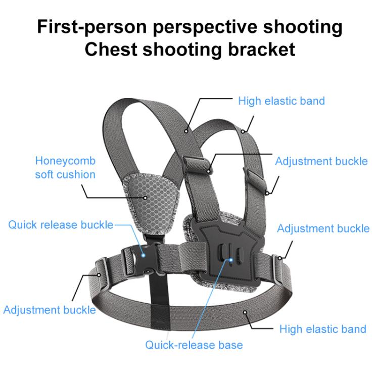 4 in 1 Quick Release Body Mount Belt Chest Strap with Mount & Screw(Grey) - Chest Belt by buy2fix | Online Shopping UK | buy2fix