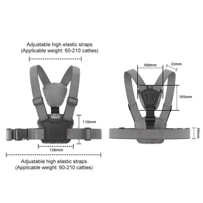 10 in 1 360 Phone Clamp Quick Release Body Mount Belt Chest Strap with Mount & Screw(Grey) - Chest Belt by buy2fix | Online Shopping UK | buy2fix