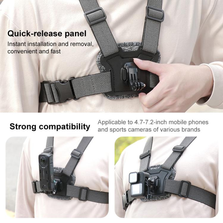 3 in 1 Quick Release Body Mount Belt Chest Strap with Mount & Screw(Grey) - Chest Belt by buy2fix | Online Shopping UK | buy2fix