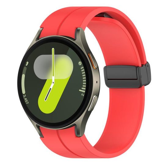 For Samsung Galaxy Watch7 / FE / 6 / 5 / 4 xDfind Fold Magnetic Black Buckle Silicone Watch Band(Red)
