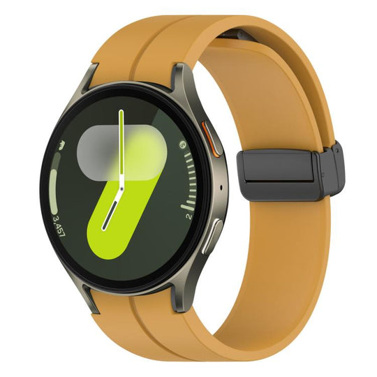 For Samsung Galaxy Watch7 / FE / 6 / 5 / 4 xDfind Fold Magnetic Black Buckle Silicone Watch Band(Yellow)