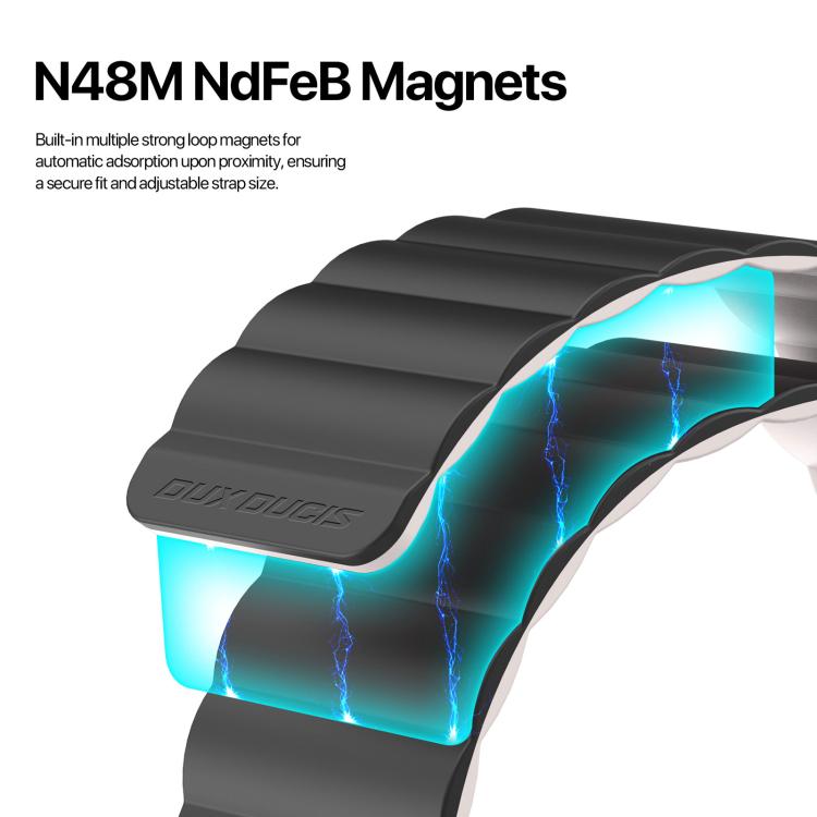 For Apple Watch 46mm / 49mm / 45mm / 44mm DUX DUCIS SD Series Double-Sided Blind Insert Silicone Magnetic Watch Strap(Black + Starlight) - Watch Bands by DUX DUCIS | Online Shopping UK | buy2fix