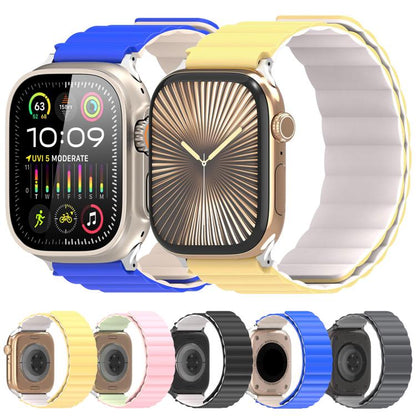 For Apple Watch 42mm / 41mm / 40mm / 38mm DUX DUCIS SD Series Double-Sided Blind Insert Silicone Magnetic Watch Strap(Light Pink + Light Green) - Watch Bands by DUX DUCIS | Online Shopping UK | buy2fix