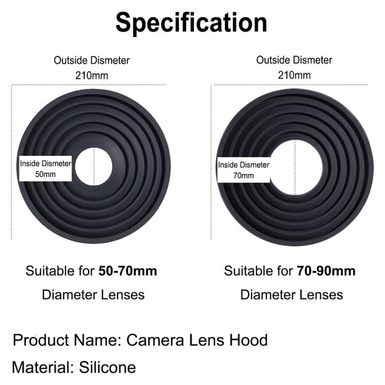 Universal Silicone Lens Hood, Size:50-70mm(Black) - Lens Hood by buy2fix | Online Shopping UK | buy2fix