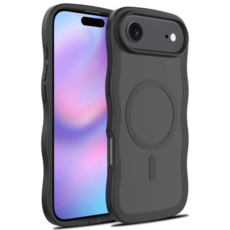 For iPhone Air Skin Feel Wave Texture MagSafe Phone Case(Black) - iPhone Air Cases by buy2fix | Online Shopping UK | buy2fix