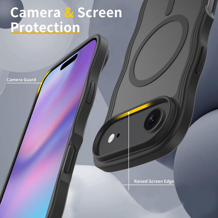 For iPhone Air Skin Feel Wave Texture MagSafe Phone Case(Black) - iPhone Air Cases by buy2fix | Online Shopping UK | buy2fix