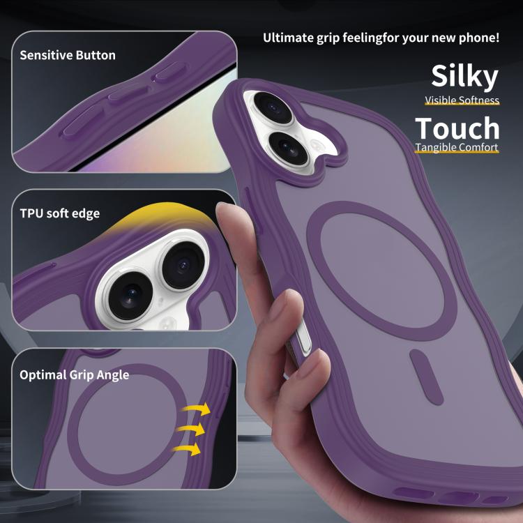 For iPhone 17 Skin Feel Wave Texture MagSafe Phone Case(Purple) - iPhone 17 Cases by buy2fix | Online Shopping UK | buy2fix