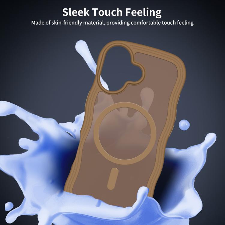 For iPhone 17 Skin Feel Wave Texture MagSafe Phone Case(Brown) - iPhone 17 Cases by buy2fix | Online Shopping UK | buy2fix