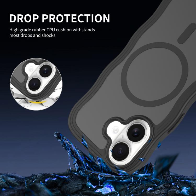 For iPhone 17 Skin Feel Wave Texture MagSafe Phone Case(Black) - iPhone 17 Cases by buy2fix | Online Shopping UK | buy2fix