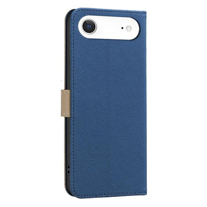 For iPhone Air Splicing Color Hollow Flower Pattern RFID Leather Phone Case(Dark Blue) - iPhone Air Cases by buy2fix | Online Shopping UK | buy2fix