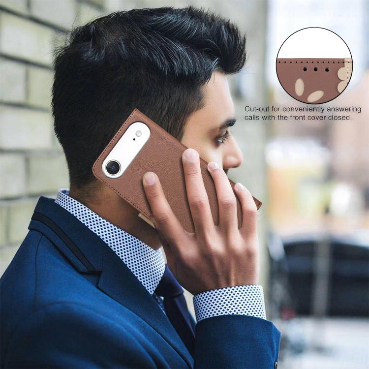 For iPhone Air Splicing Color Hollow Flower Pattern RFID Leather Phone Case(Brown) - iPhone Air Cases by buy2fix | Online Shopping UK | buy2fix