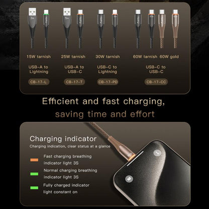TOTU CB-17-CC 60W USB-C / Type-C to Type-C Smart Power-off Data Cable, Length:1.2m(Tarnish) - USB-C & Type-C Cable by TOTUDESIGN | Online Shopping UK | buy2fix