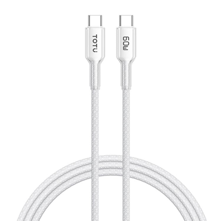 TOTU CB-20-CC 60W USB-C / Type-C to Type-C Crystals Braided Data Cable, Length:1.2m(White) - USB-C & Type-C Cable by TOTUDESIGN | Online Shopping UK | buy2fix