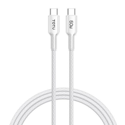 TOTU CB-20-CC 60W USB-C / Type-C to Type-C Crystals Braided Data Cable, Length:1.2m(White) - USB-C & Type-C Cable by TOTUDESIGN | Online Shopping UK | buy2fix