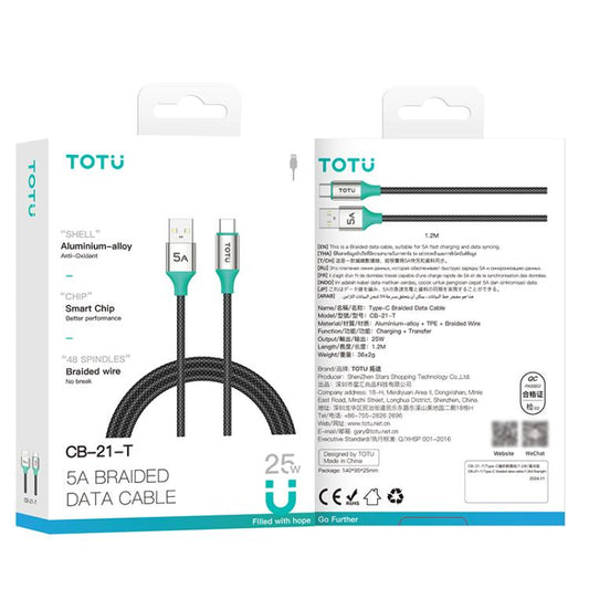 TOTU CB-21-T 25W USB to Type-C Aluminum Alloy Braided Data Cable, Length:1.2m(Star Color) - USB-C & Type-C Cable by TOTUDESIGN | Online Shopping UK | buy2fix