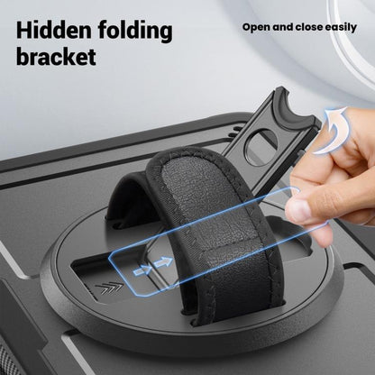 For iPad 2025 / 2022 Honeycomb Hand Grip Turntable Stand Tablet Case(Black) - iPad 2025 / 2022 Cases by buy2fix | Online Shopping UK | buy2fix