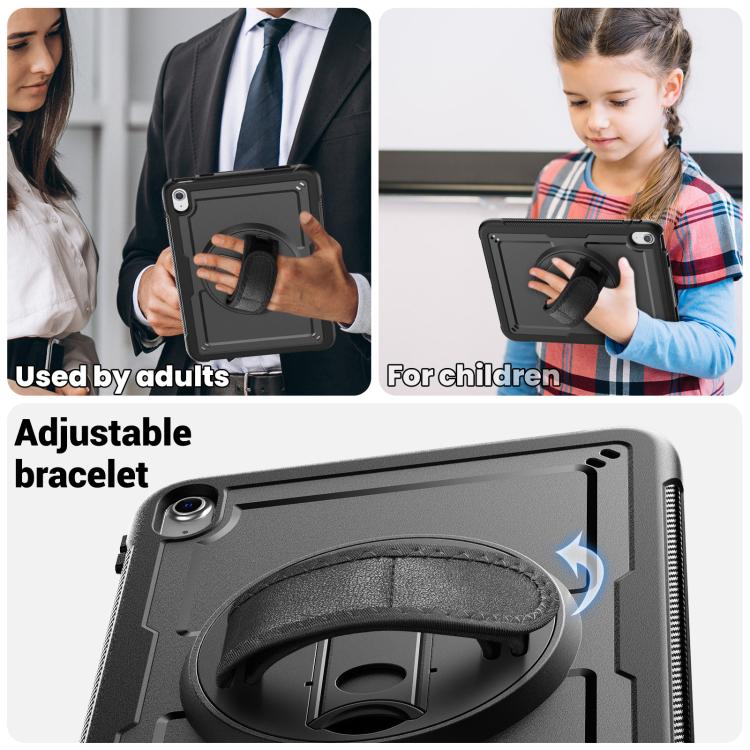 For iPad 2025 / 2022 Honeycomb Hand Grip Turntable Stand Tablet Case(Black) - iPad 2025 / 2022 Cases by buy2fix | Online Shopping UK | buy2fix