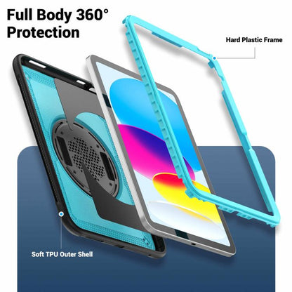 For iPad 2025 / 2022 Honeycomb Hand Grip Turntable Stand Tablet Case(Light Blue) - iPad 2025 / 2022 Cases by buy2fix | Online Shopping UK | buy2fix