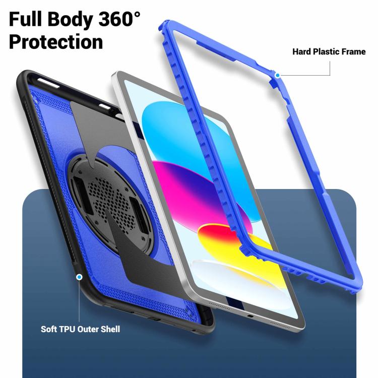 For iPad 2025 / 2022 Honeycomb Hand Grip Turntable Stand Tablet Case(Dark Blue) - iPad 2025 / 2022 Cases by buy2fix | Online Shopping UK | buy2fix