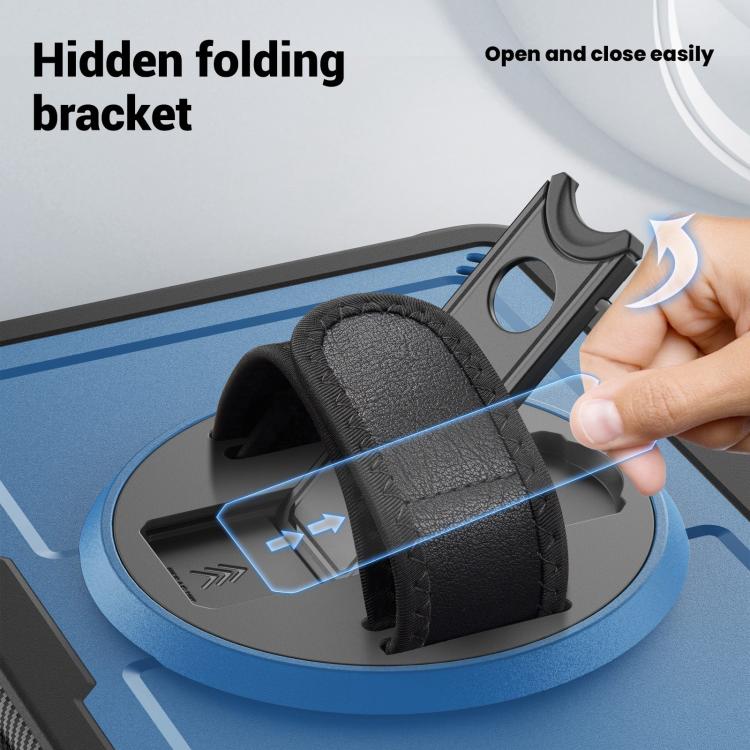 For iPad Air 11 2025 / 2024 Honeycomb Hand Grip Turntable Stand Tablet Case(Navy Blue) - iPad Air 11 2025 / 2024 Cases by buy2fix | Online Shopping UK | buy2fix