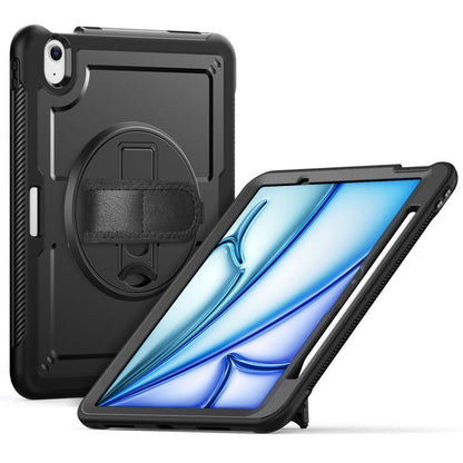 For iPad Air 11 2025 / 2024 Honeycomb Hand Grip Turntable Stand Tablet Case(Black) - iPad Air 11 2025 / 2024 Cases by buy2fix | Online Shopping UK | buy2fix