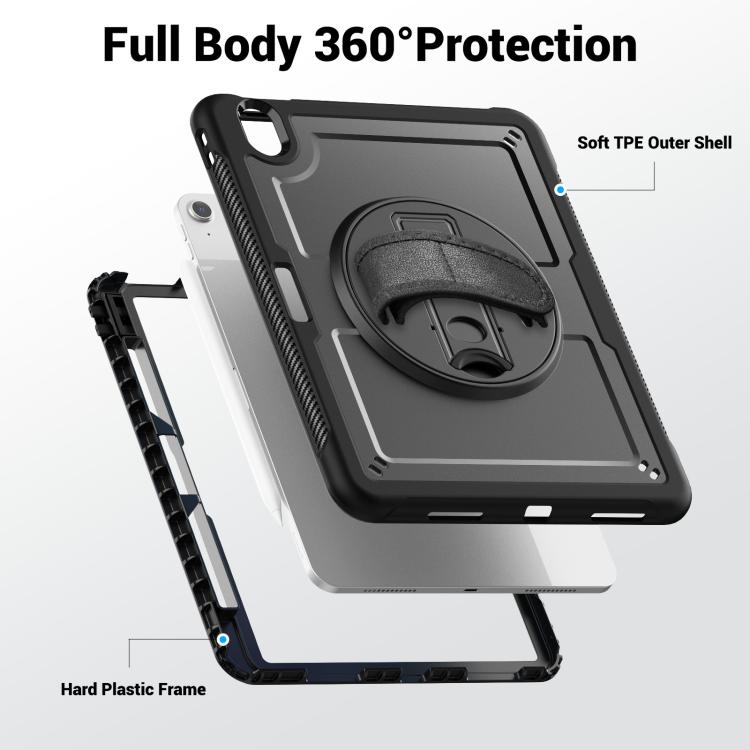 For iPad Air 11 2025 / 2024 Honeycomb Hand Grip Turntable Stand Tablet Case(Black) - iPad Air 11 2025 / 2024 Cases by buy2fix | Online Shopping UK | buy2fix