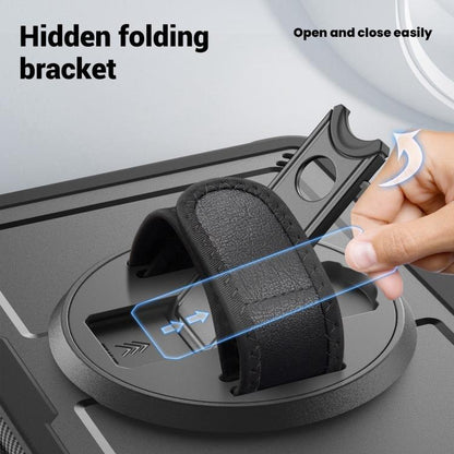 For iPad Air 11 2025 / 2024 Honeycomb Hand Grip Turntable Stand Tablet Case(Black) - iPad Air 11 2025 / 2024 Cases by buy2fix | Online Shopping UK | buy2fix