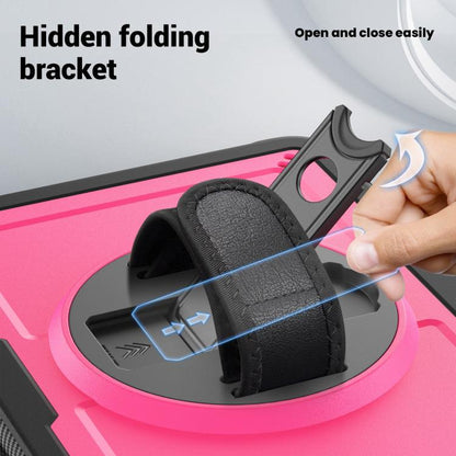 For iPad Air 11 2025 / 2024 Honeycomb Hand Grip Turntable Stand Tablet Case(Rose Red) - iPad Air 11 2025 / 2024 Cases by buy2fix | Online Shopping UK | buy2fix